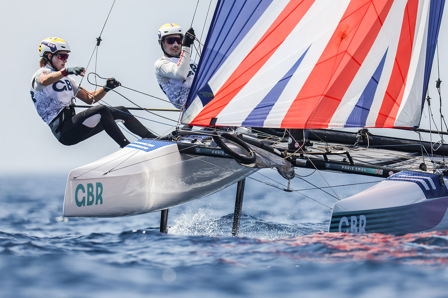 John Gimson and Anna Burnet start tomorrow's Nacra 17 medal race in third. © World Sailing