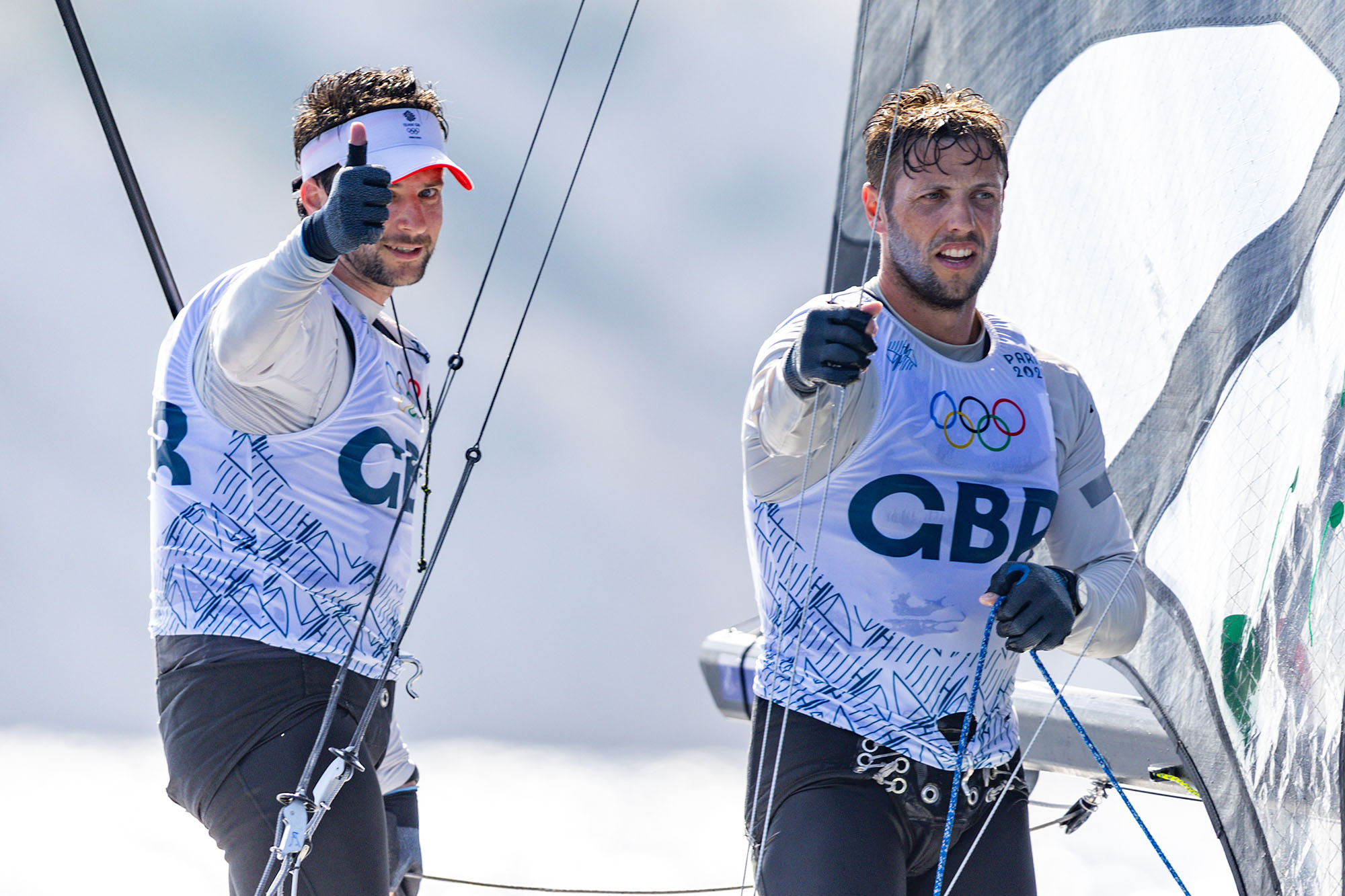 James Peters and Fynn Sterritt are in with a shot of a 49er medal. © World Sailing